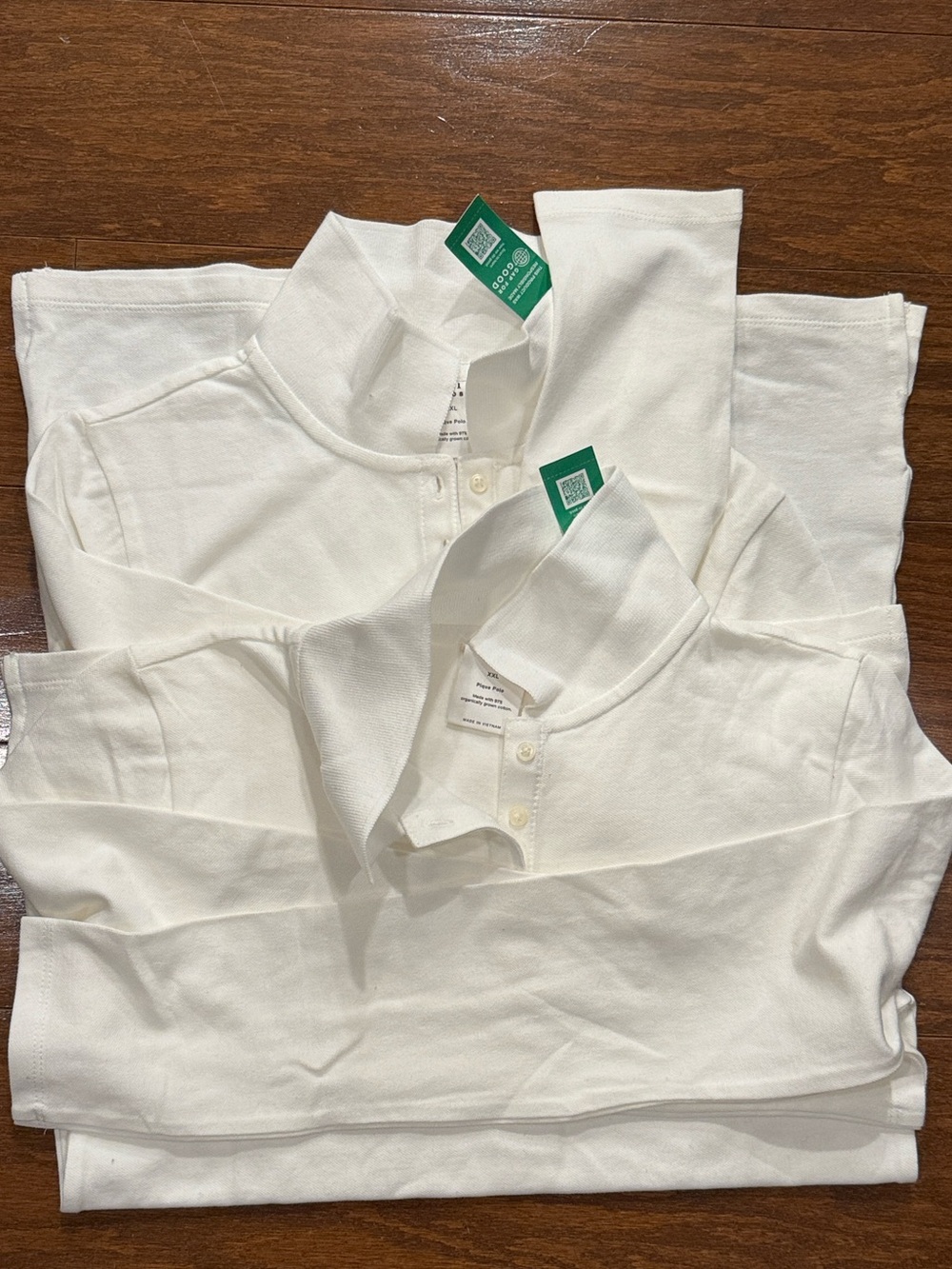 GAP kids, White Long Sleeve Pique Polo Shirt XXL, organic cotton